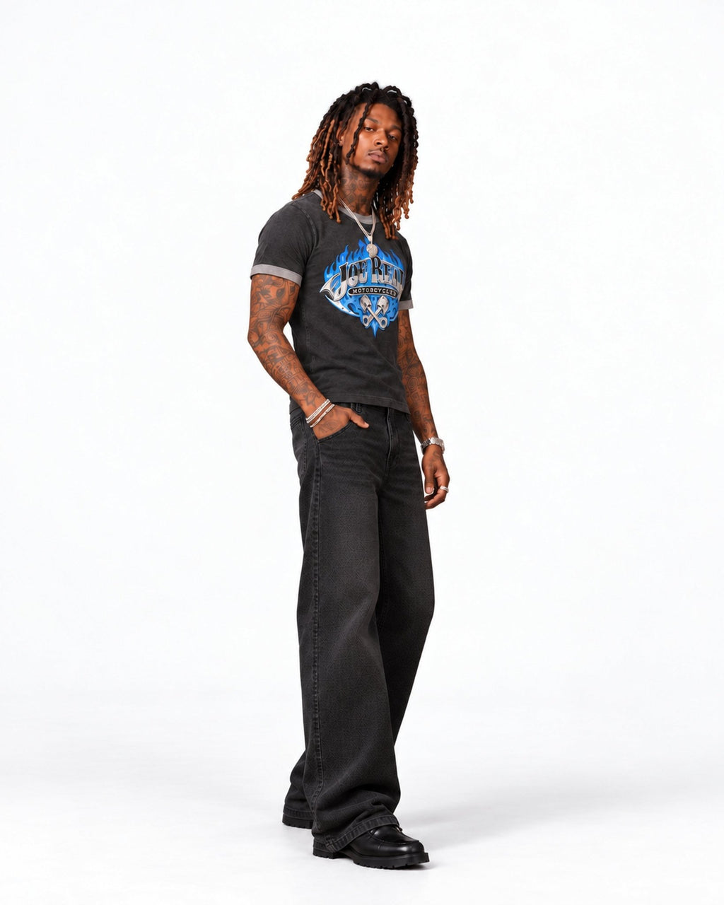 Blue Flame Motorcycles Ringer Tee - Joe Read