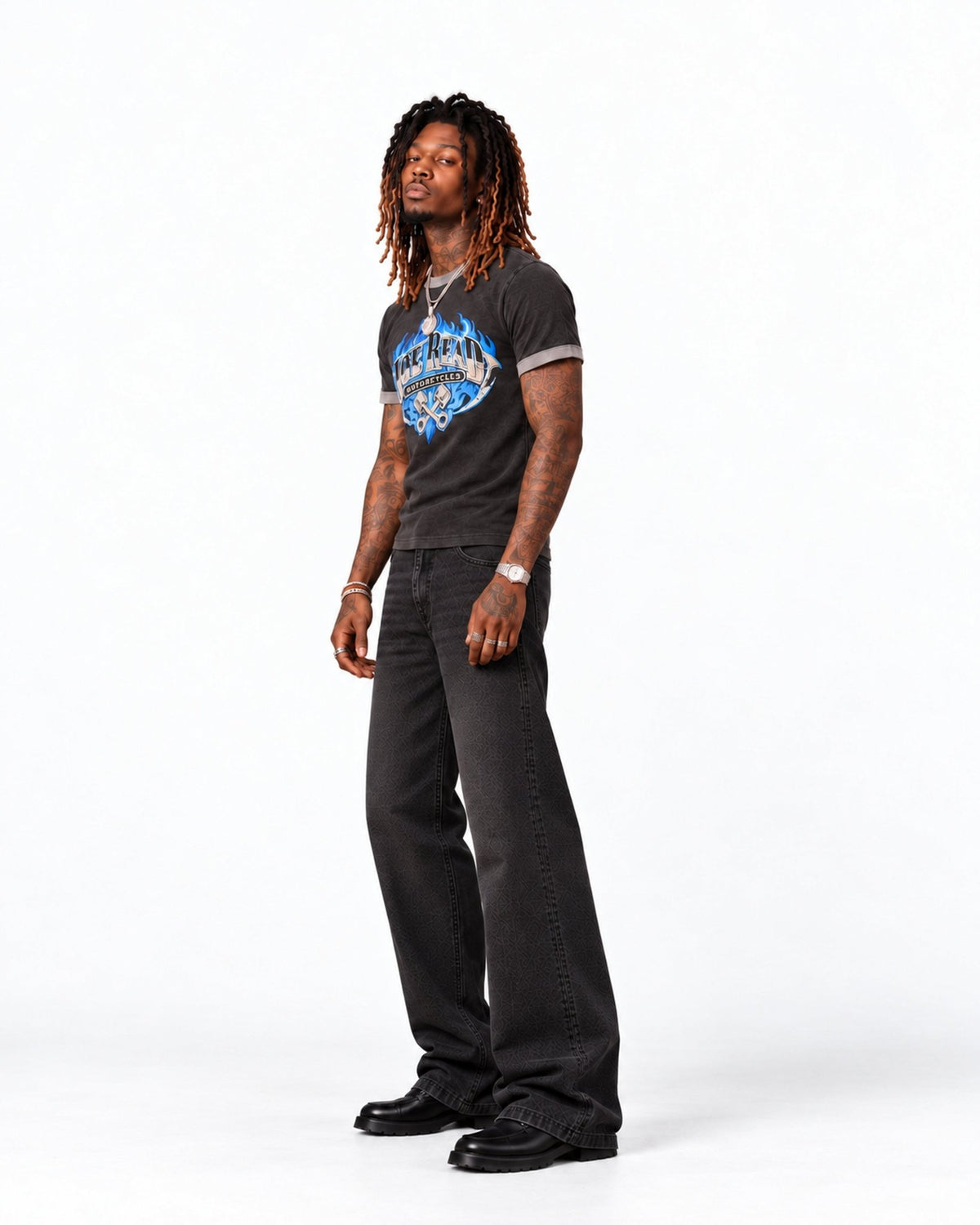 Blue Flame Motorcycles Ringer Tee - Joe Read