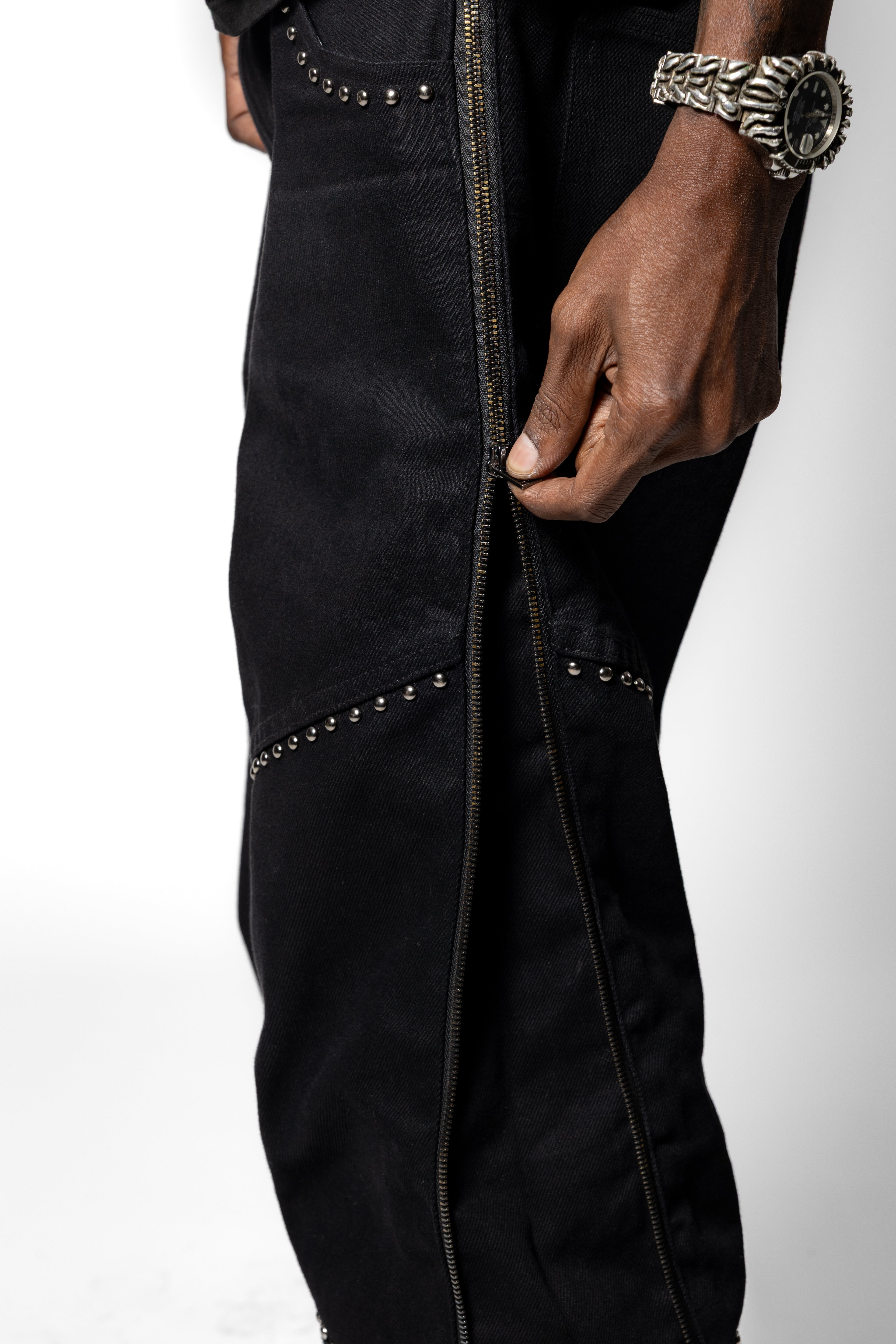 Noir Denim Zip Pant